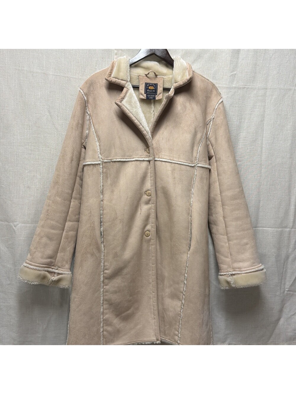 Vintage Route 66 Women’s Beige Faux Suede Coat -Large
